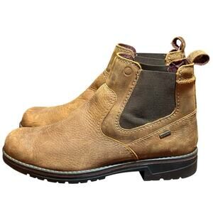 Clarks Morris Up Waterproof Dark Tan Leather Chelsea Boots Men's Size 10 Wide